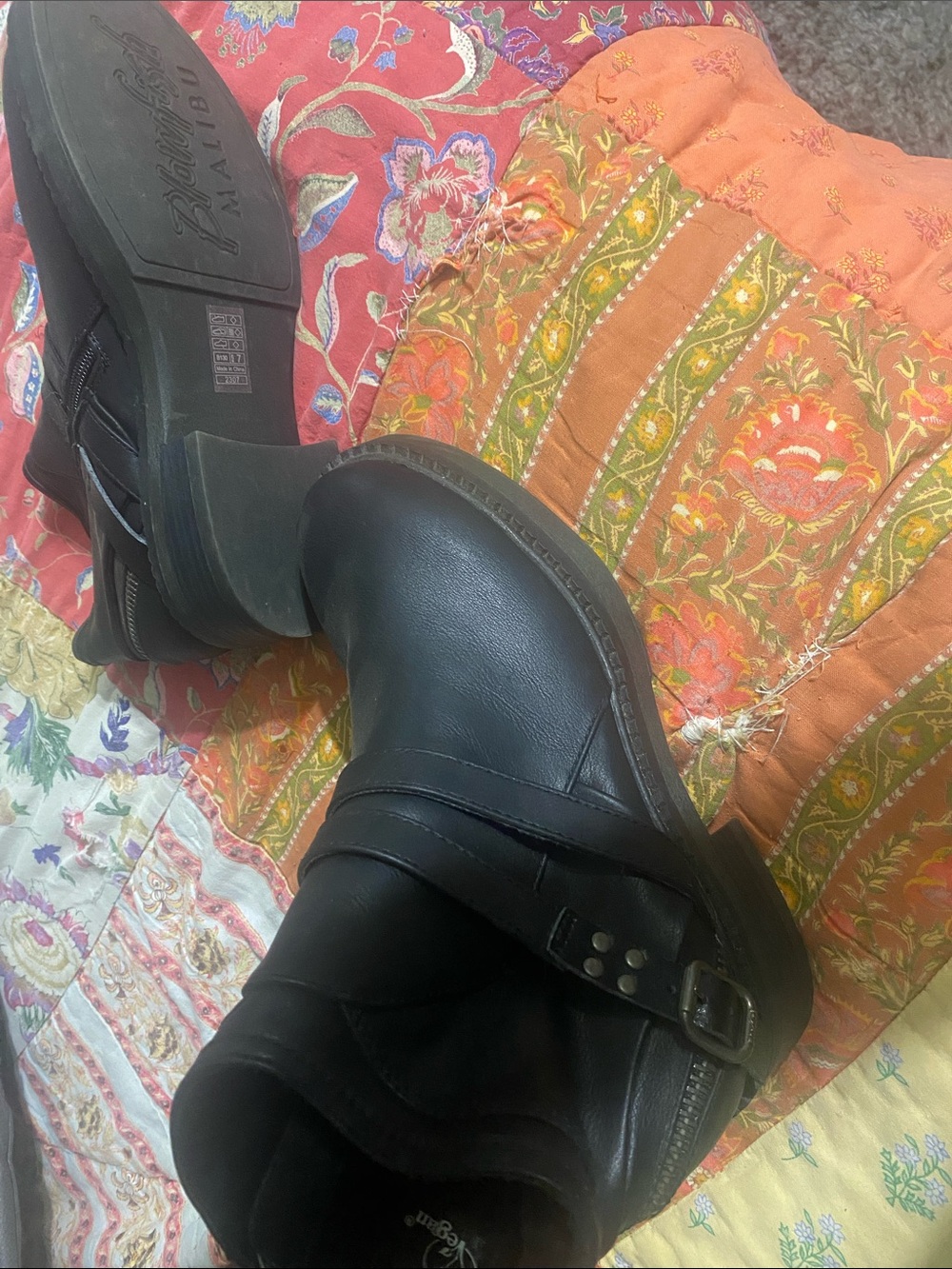 Black Leather Ankle Boots with Buckle Detail